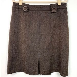 Anthropologie Brown Woven Rayon Flounce Skirt 6